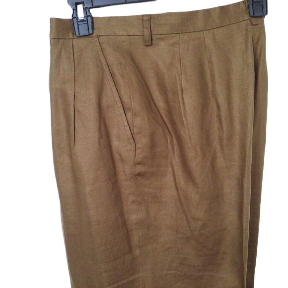 Y2K Classiques Linen Pant Trouser Petite-14 Pockets Pleated High Rise Taper Cuff - Picture 4 of 11